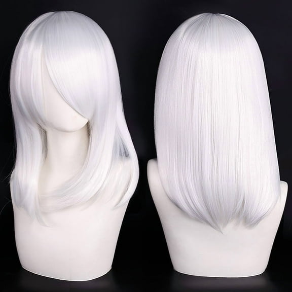 Namzi 1pc 40cm Short Wig, Cosplay Wig, Straight Wig, Synthetic Wig, Shoulder Length Wig,White