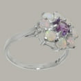 thumbnail image 3 of LBG British Made 10k White Gold Real Genuine Amethyst & Opal Womens Statement Ring - 33 size options - Size 8.25, 3 of 6
