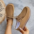 thumbnail image 5 of Womens Loafers Solid Color Lace up Lightweight Boat Shoes Casual Arch Support Slip on Flat Walking Shoes Khaki Size 9, 5 of 8