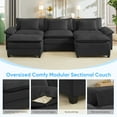 thumbnail image 5 of Puremind 118" Oversized Modular Sectional Sofa, Chenille U Shaped Cloud Couch, 30" Deep Seat Couch with Movable Ottomans for Living Room/Apartment, Dark Gray, 5 of 8
