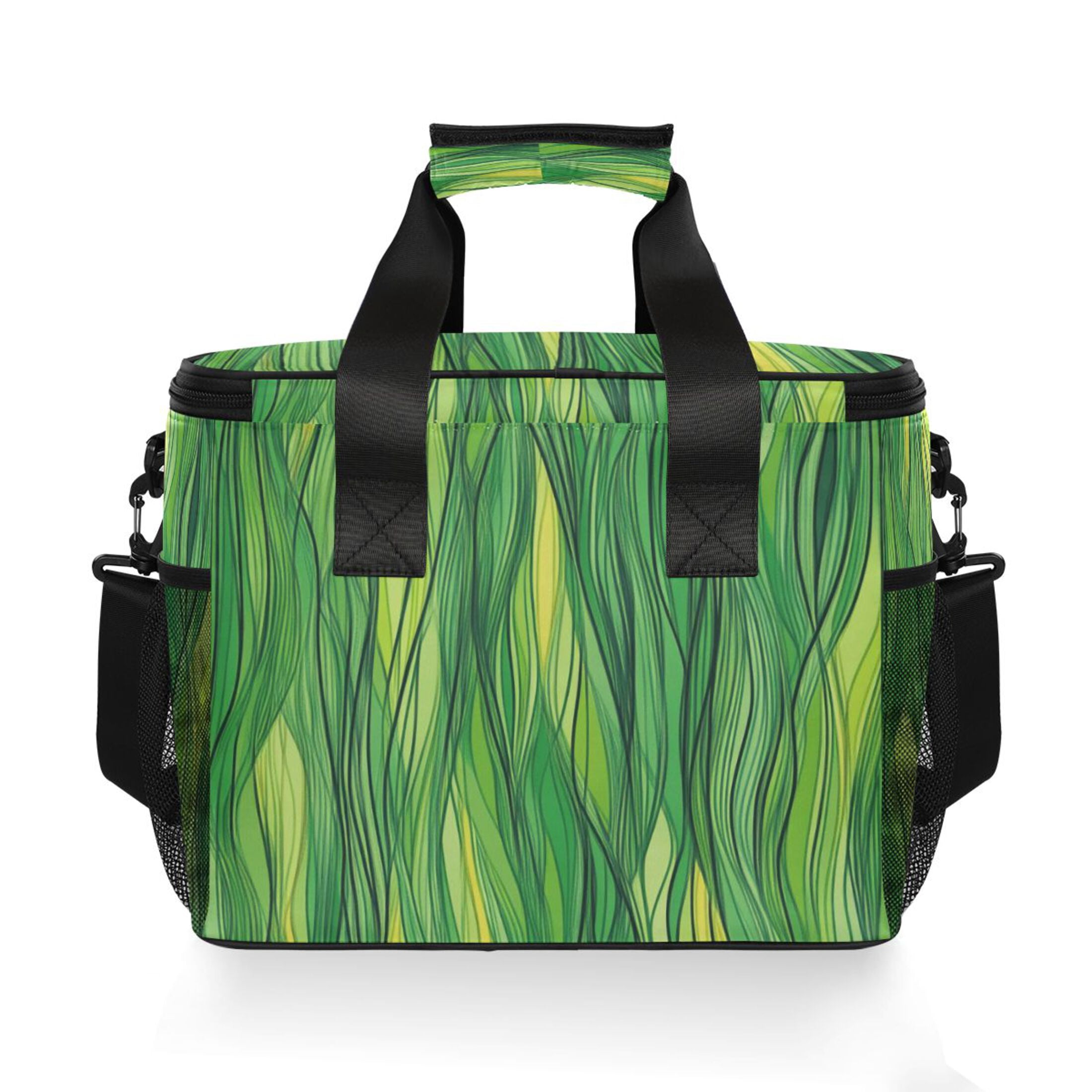 Green Lines Jumping Insulated Lunch Bag 15L Cooler Box for Women Men Work Camping Beach Travel