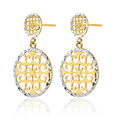thumbnail image 3 of 14K Solid Yellow Gold Circle Round Drop Dangle Earrings, 3 of 10