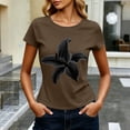 thumbnail image 5 of Perfectbot Women’s Floral Print Cropped T-Shirt, Short Sleeve Lily Graphic Baby Tee, Casual Summer Top, 5 of 6