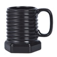 thumbnail image 1 of Taza de cerámica acanalada negra con capacidad de 350 ml, de inspiración industrial, 1 of 2