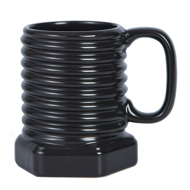 Taza de cerámica acanalada negra con capacidad de 350 ml, de inspiración industrial
