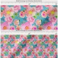 thumbnail image 2 of Soimoi Blue Cotton Cambric Fabric Leaves,Pink & Peach Rose Watercolor Printed Craft Fabric by The Yard 42 Inch Wide, 2 of 7
