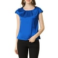 thumbnail image 1 of INSPIRAR CHIC Blusa de Seda sin Mangas para Mujeres Cuello Redondo Plisada Casual Elegante Top L Azul Real, 1 of 7