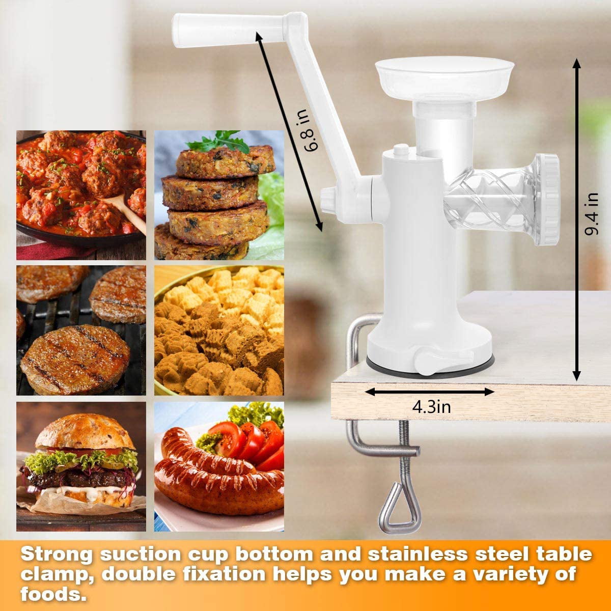 Cookies Churros 3-IN-1 Hand Meat Grinder Mincer Durable for Meat Rotary Grinder Sausage Stuffer Easy to Clean etc Sausage Manual Meat Grinder 