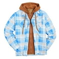 thumbnail image 1 of Awdenio Thickened Cotton Plaid Long Sleeve Loose Hooded Jacket Men's Coat, 1 of 3