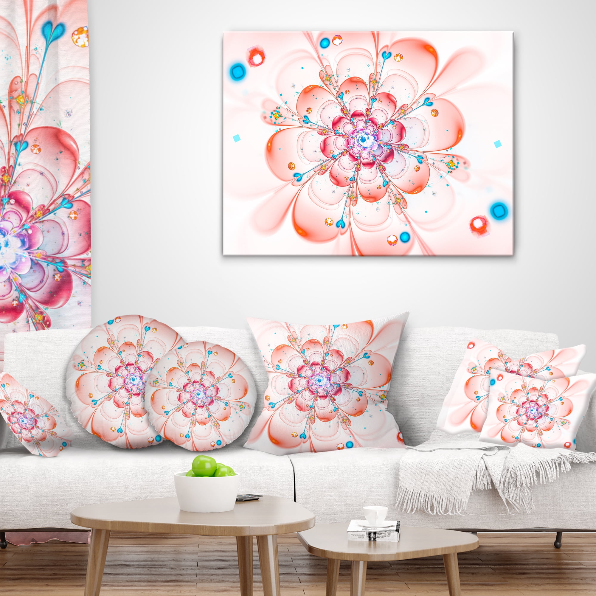 Designart 12" x 20" Pink Polyester Throw Pillow
