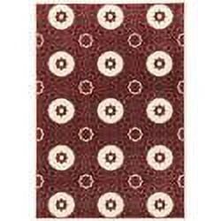 Linon Prisma Karma Machine Made Polypropylene 5'3"x7'6" Rug in Red