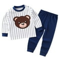thumbnail image 2 of Wavsuf Outfits Set Clothes for Kids Top+Pant Striped Printed Warm Homewear Winter White Pajama Set Size 12 Months, 2 of 3