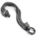 thumbnail image 4 of Pulsera de acero inoxidable para hombre con cabeza de lobo y eslabones franco con cierre de anillo de resorte, 4 of 5