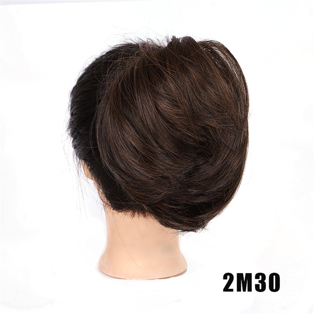 Synthetic Messy Bun Scrunchie Chignon with Elastic Bands Donut Straight Ponytail Hair Pieces