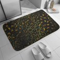 Boho Area Rug Green Brown Gold Leopard Bath Rugs for Bathroom Flannel