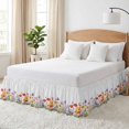 thumbnail image 3 of Watercolor Style Bed Skirt King Size 18" Drop Colorful Flower Bee Adjustable & Elastic Wrap Around Bed Skirts Pleated Dust Ruffles, 3 of 9