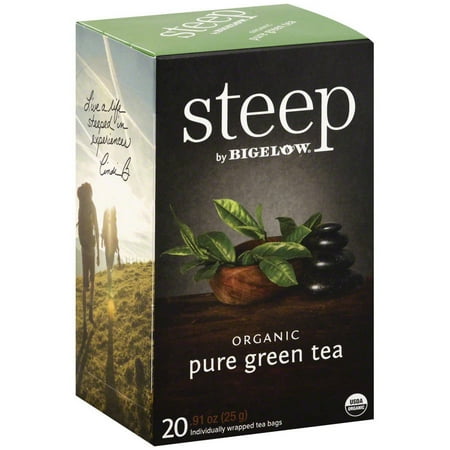 Steep par Bigelow Sachets de thé vert pur bio, 0,91 oz, (Pack de 6)