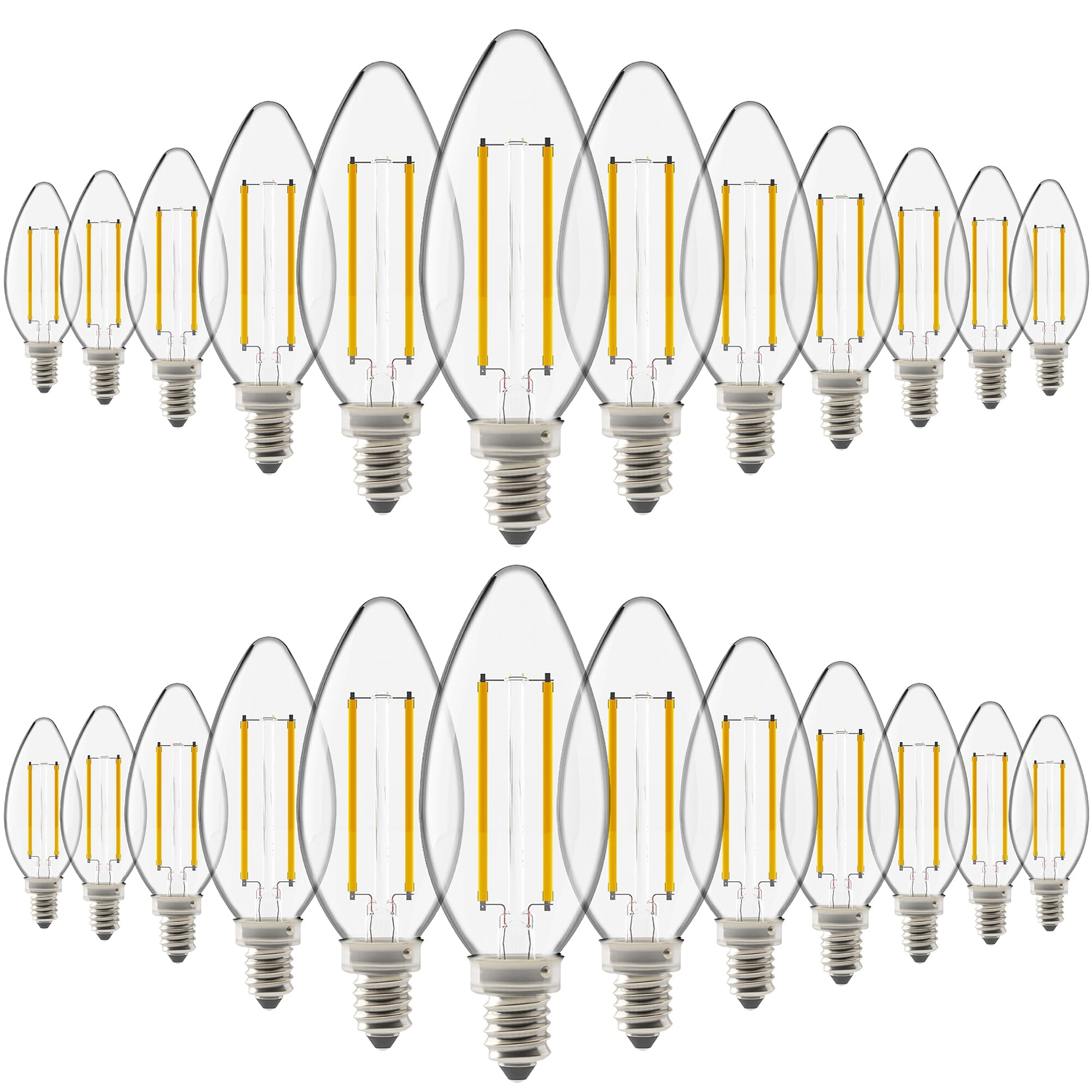 Sunco Lighting B11 LED Candelabra Bulb, Dimmable, Filament, 4W (40W