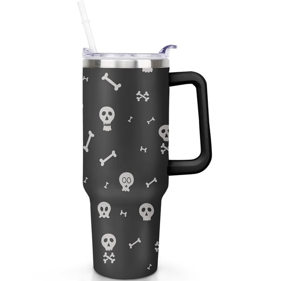 1pc Halloween-2 40oz Tumbler with Straw & Handle - Insulated Stainless Steel Cup | Holiday Gift for Man Women (Christmas, Valentine's, Birthday)