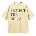 thumbnail image 2 of Trendfront Womens Protect The Dolls Graphic T Shirt Letters Print Crewneck Short Sleeve Tee Oversized Loose Fit Streetwear Casual Summer Tops, 2 of 3