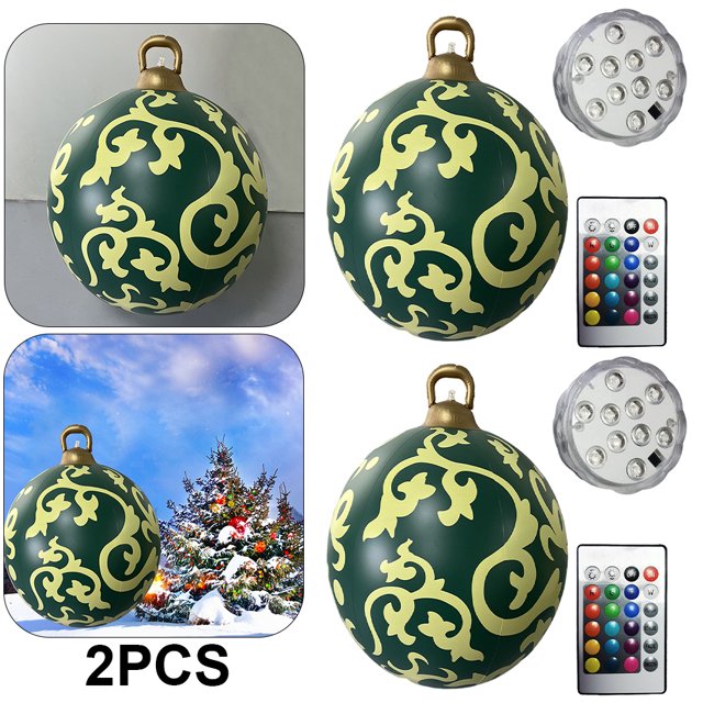 2 Uds 60cm Inflable Navidad PVC Brillo Fiesta Nuevo () Verde