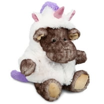 DolliBu Brown Sitting Moose Unicorn Plush Stuffed Animal Toy - Super Soft Moosecorn Dress Up with Removable Unicorn Plush Outfit, Cute Fantasy Gift - 10 Inches
