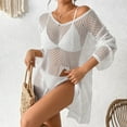 thumbnail image 5 of SMihono Crochet Swim Coverup for Women, Long Sleeve Bikini Cover ups Swimsuit Beach Hollow Out Mesh Knit Bathing Suit Swimwear White Free Size, 5 of 9