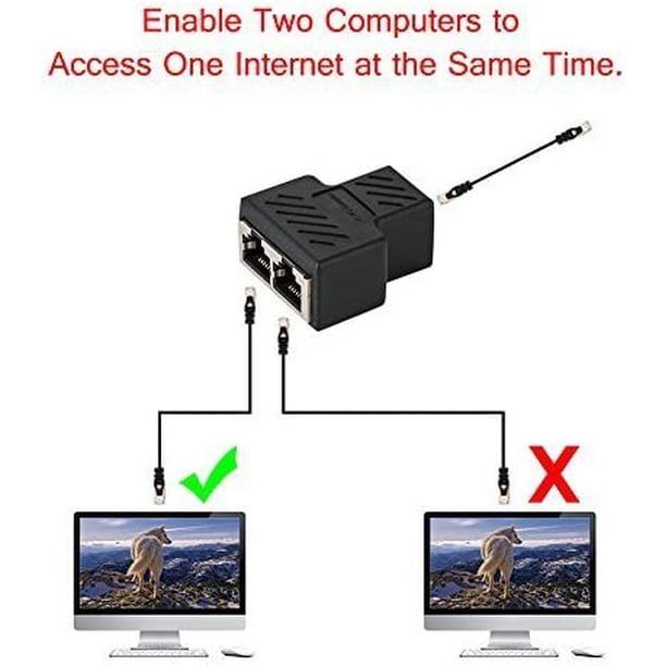 Adaptador de conectores divisores RJ45 1 a 2 Acoplador divisor Ethernet Enchufe doble HUB Interfaz Contacto Enchufe modular Conexión Red LAN Internet Cat5 Cat5e Cat6 Cat7 Cables Paquete de 2,
