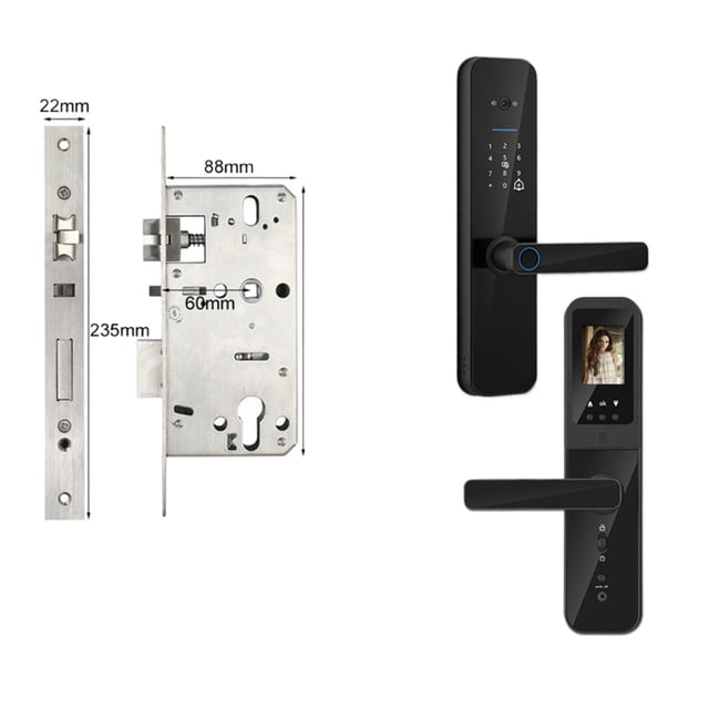 Door Lock, Tuya Digital Electronic Smart Door Lock With Biometric Camera Fingerprint Smart Card Password Key Unlock ,Easy to Install