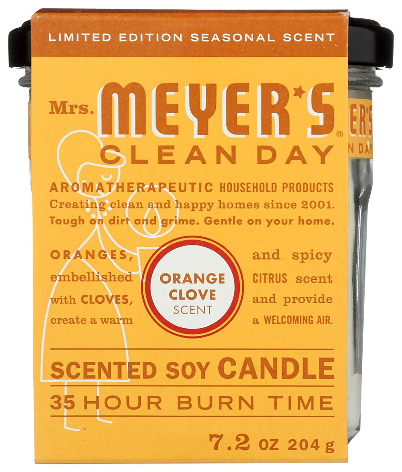 Mrs Meyer's, Candle Orange Clove with Sleeve 7.2 Oz, Pack 1