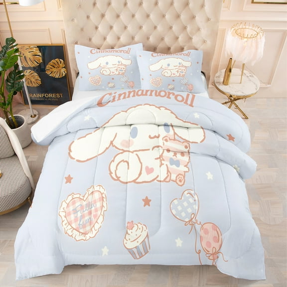 3-Pieces Animal Cinnamoroll Blue Comforter Bedding Sets, Twin
