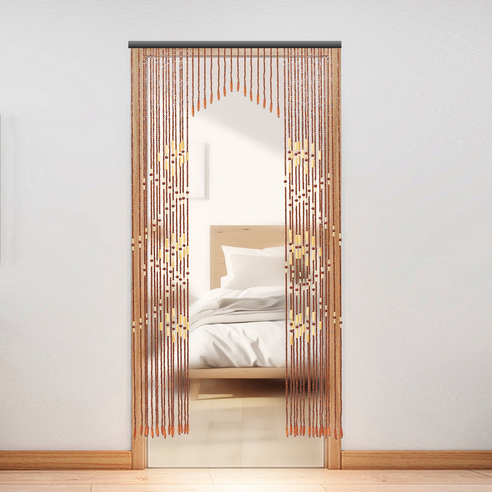 32 Lines 90*175cm Bamboo Bead Curtain Coffee Wooden Curtain String Door Curtains Beaded for Bedroom Doors Bathroom Doors