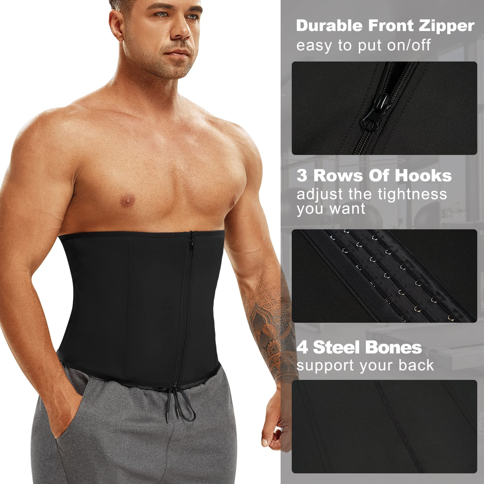 Lazawg Men Waist Trainer Belt Cincher Shapwear Modeling Tummy Girdles Belly  Corset Body Shaper Workout Slimming Fat Burner