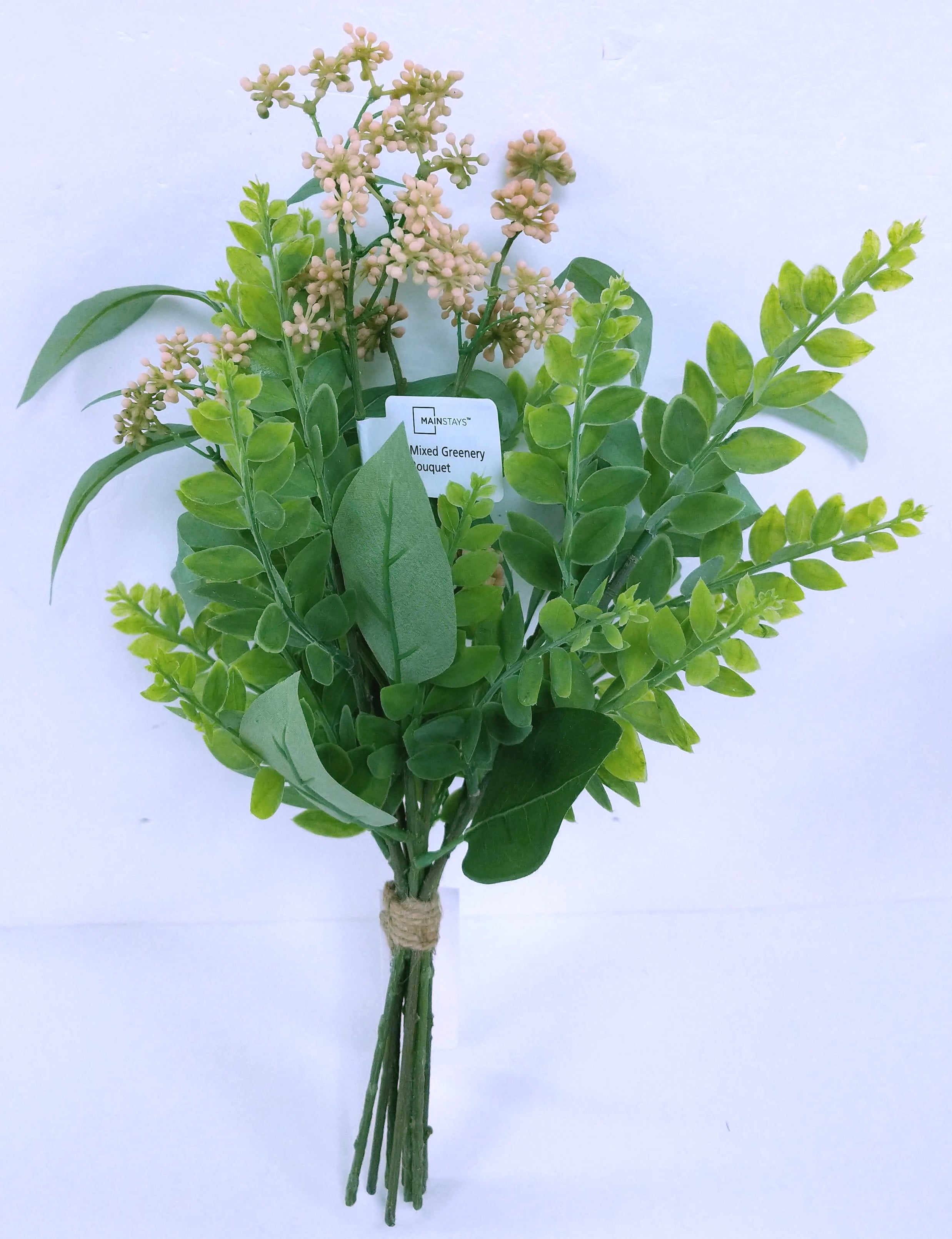 Mainstays 15" Tall Artificial Mixed Greenery Bouquet, Green Walmart