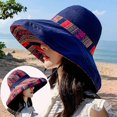 thumbnail image 4 of Women's Sun Hats Summer Beach UV Protection UPF Packable Wide Brim Chin Strap,Can be Worn on Both Sides Oversized Bucket Hat, 4 of 4