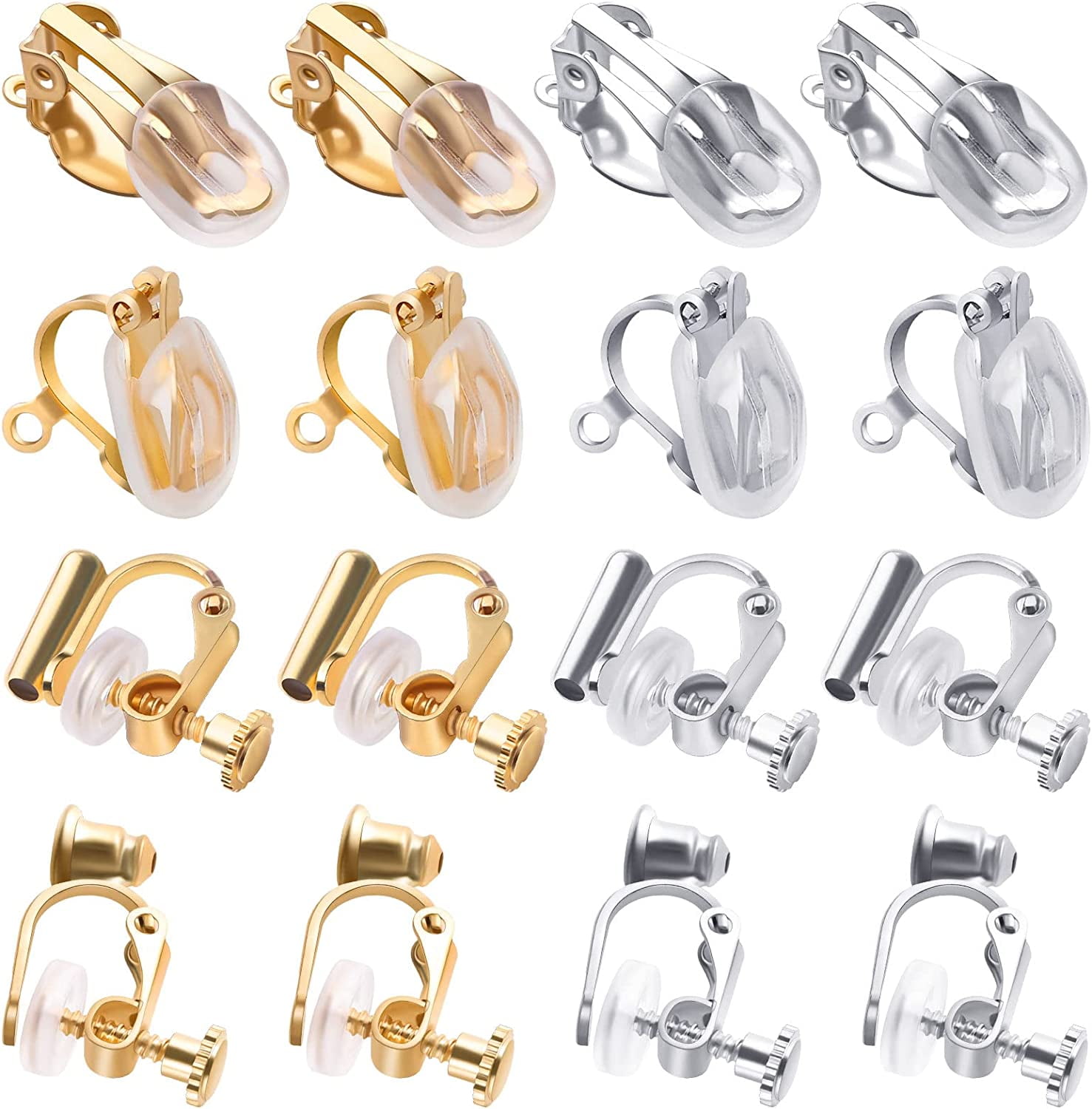 20pcs Clip on Earring Backs for Jewelry Making, Hypoallergenic Earring Converter Pierced to Clip with Easy Open Loop for DIY Earring and Non Pierced