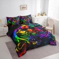 thumbnail image 3 of Castle Fairy Adults Female Men Abstract Gradient Skull Twin Bedding Sets 7-Piece,Bohemian Starry Sky Bedding Comforter Set Microfiber,Gothic Style Animal Breathable Sheet Sets,Ultra Soft Home Decor, 3 of 8