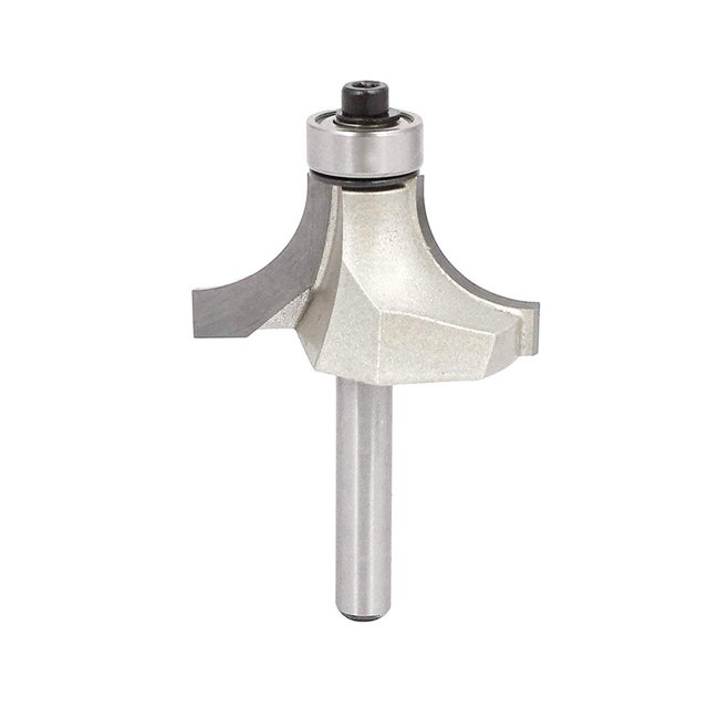 COMOK 1/4 x 1 Roundover Router Bit High Speed Steel Shank Woodworking Solid Carbide Top Ball Bearing Beading Router Bit
