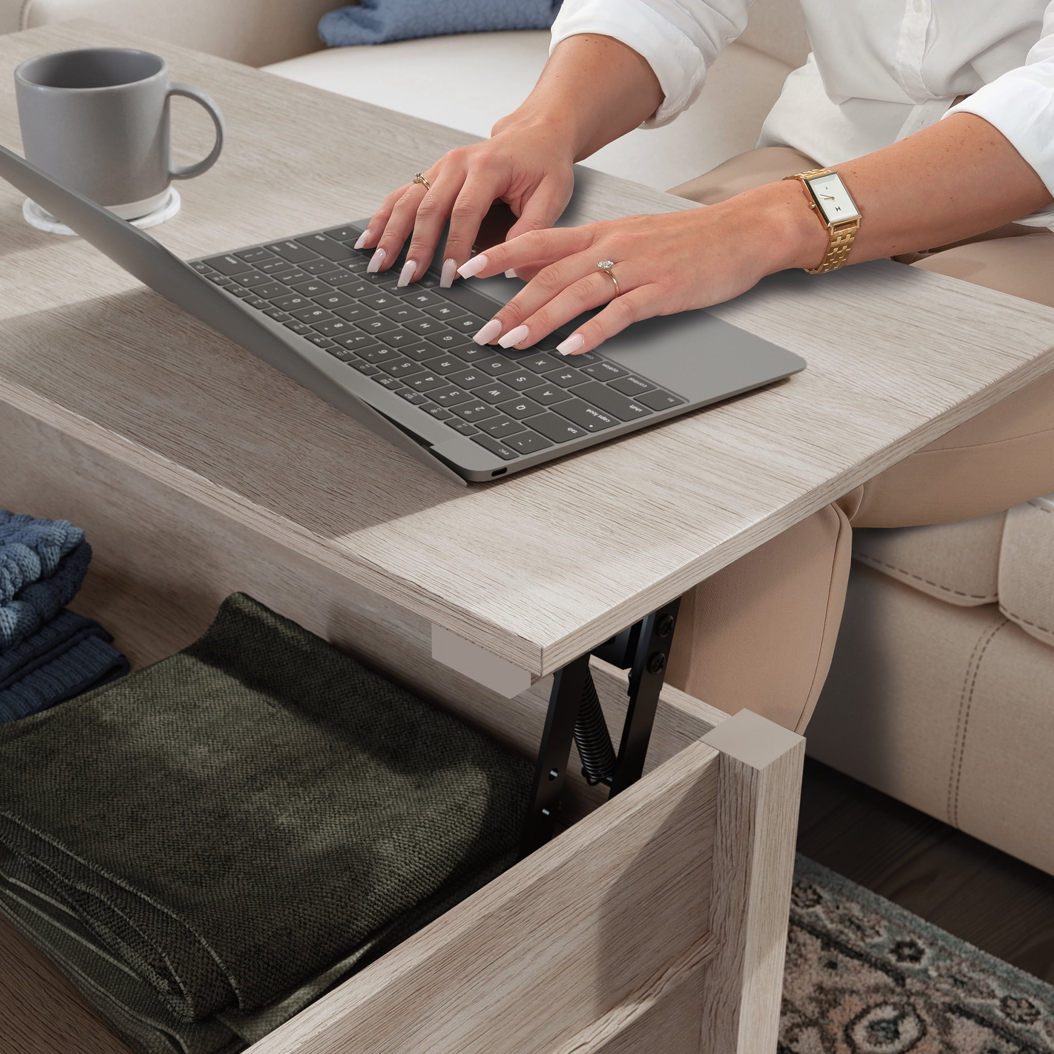 Sauder East Adara Lift-Top Coffee Table, Cascade Oak Finish