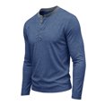 thumbnail image 4 of CCRFTGI Mens Henley Moisture Wicking Muscle Workout Casual Pullover Tops Shirts Tees Blue 2XL, 4 of 4