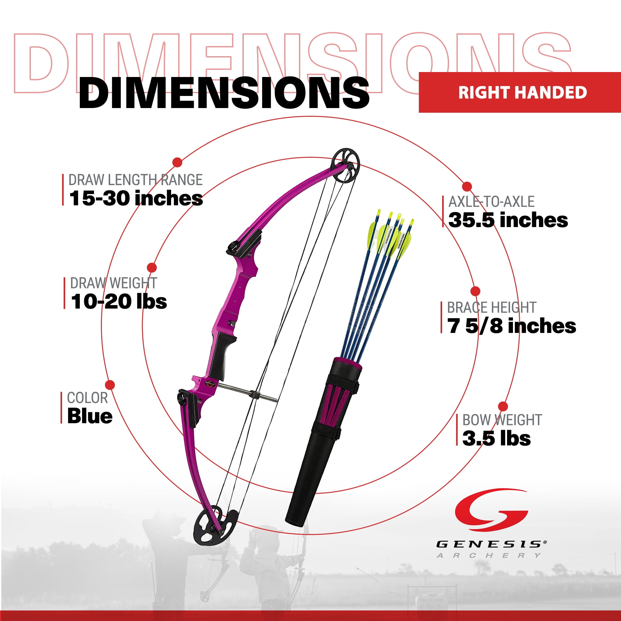 Genesis Original Compound Bow and Arrow Kit, Right Handed, Purple