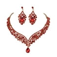 thumbnail image 2 of Jiaroswwei 1 Set Bridal Earrings Necklace Water Drop-shaped Rhinestones Jewelry Geometric Adjustable Jewelry Set for Wedding, 2 of 8