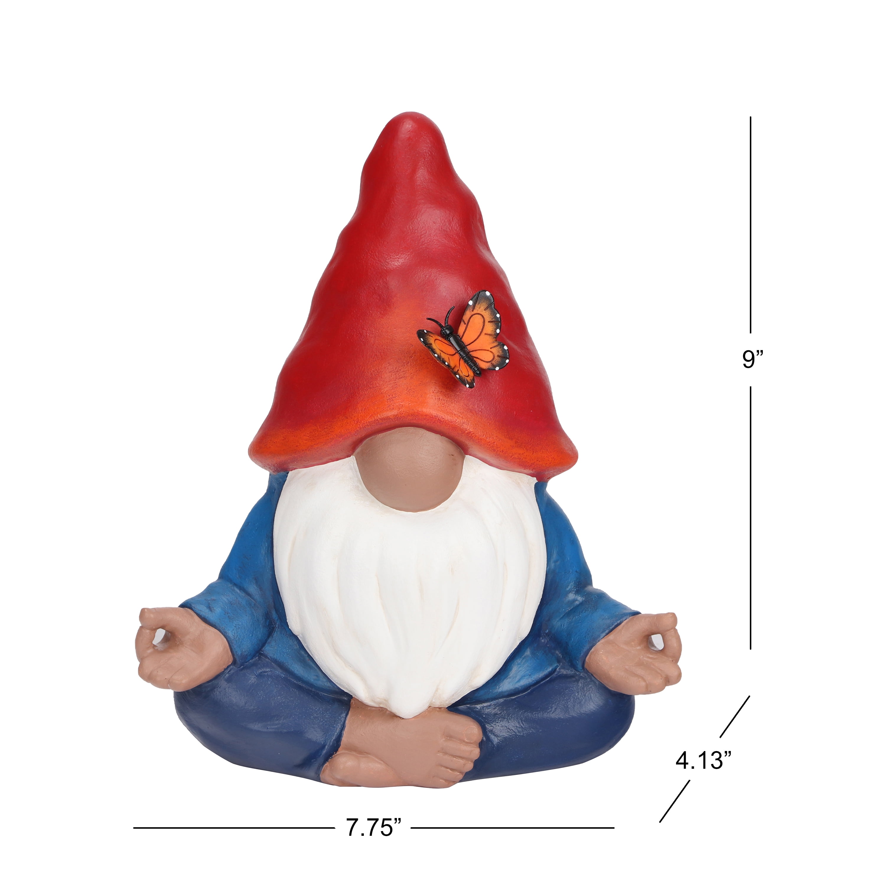 Mainstays Outdoor Meditating Gnome Statuary, 7.75 in L x 4.13 in W x 9 in H