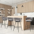 thumbnail image 4 of EYYTHUNG Modern Swivel Bar Stools - Set of 2, Woven Design and Footrest, Dark Grey, 4 of 7