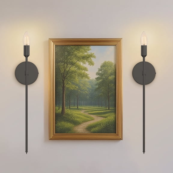 LOHASLED 22.5in 4W LED Dimmable Wireless Wall Light with Remote, USB Rechargeable 3000K Warm Matte Black Sconce for Living Room, Bedroom