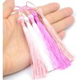 thumbnail image 4 of GHSDFBB 100 Pcs 13cm/5 Pouces Fil Soyeux Marque-Page à Pampilles avec Boucle de Cordon de 2 Pouces et Petit Nœud Chinois pour (Rouge Mélangé), 4 of 7