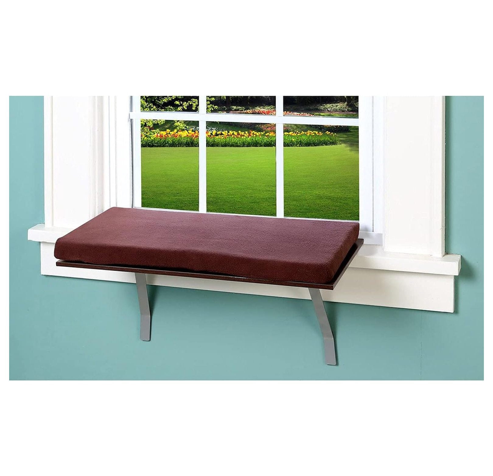 at Window Perch seat: Sunny Kitty Window Sill Shelf, with Fleece Foam Cushion & Washable Cover