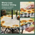 thumbnail image 5 of Round Outdoor Tablecloth with Umbrella Hole and Zipper, Sunflowers Tablecloth with Elastic Waterproof, Summer Country Botanical Yellow Flowers Plaid Patio Table Covers for 55" - 60" Pool Tables, 5 of 9