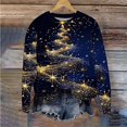 thumbnail image 7 of Feancey Womens Christmas Tree Print Sweatshirt Glitter Graphic Long Sleeve Tunic Loose Fit Casual Crewneck Tops Fall Winter Fashion Xmas Pullover Black M, 7 of 7