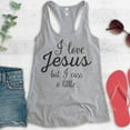 thumbnail image 2 of I Love Jesus But I Cuss A Little Tank Top, Ladies Racerback Tank Top, Cute Jesus Tank, Christian Tank, Heather Gray, Small, 2 of 3